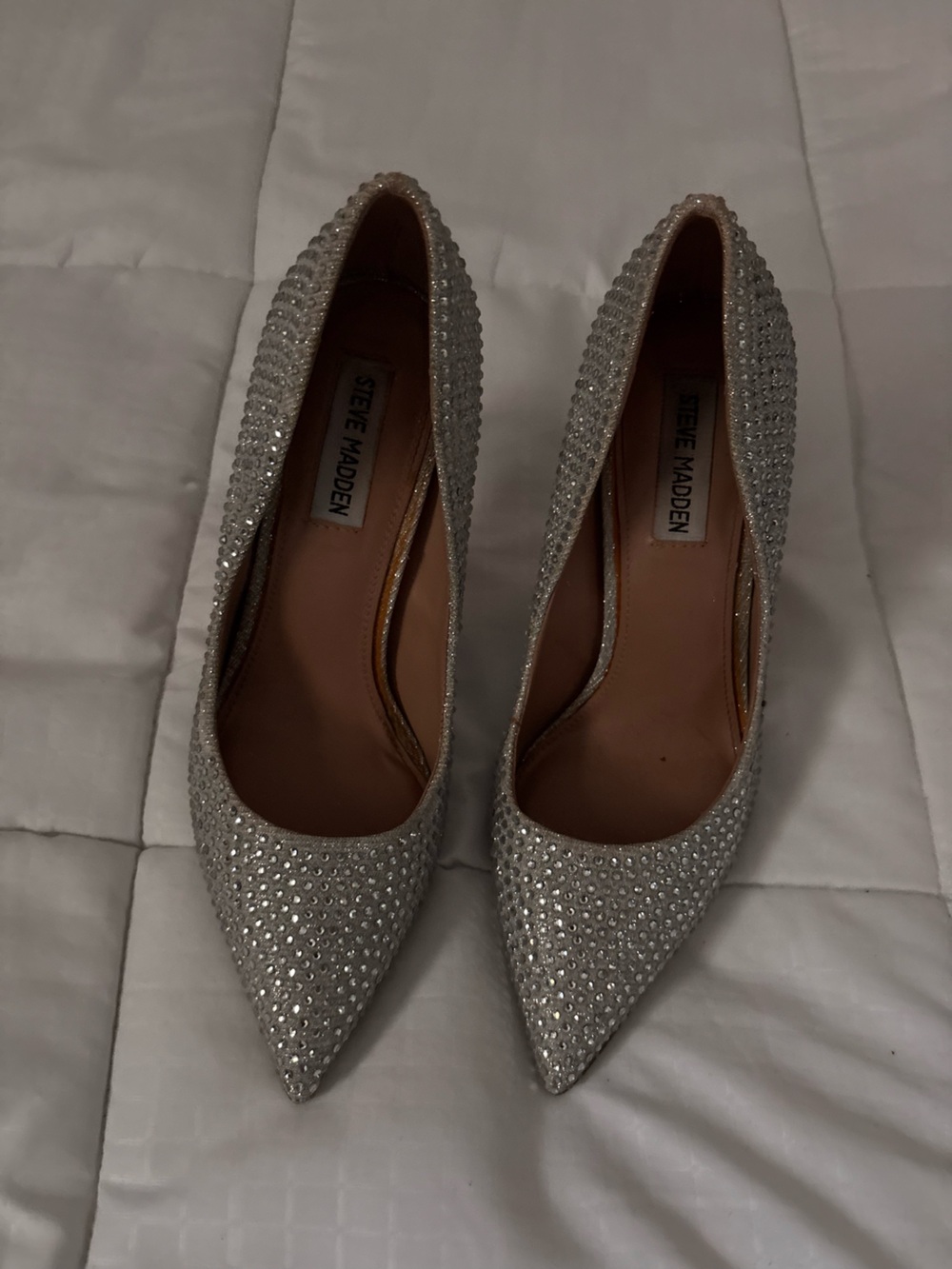 Steve Madden Silver Crystal-Embellished Pointed Toe Pumps